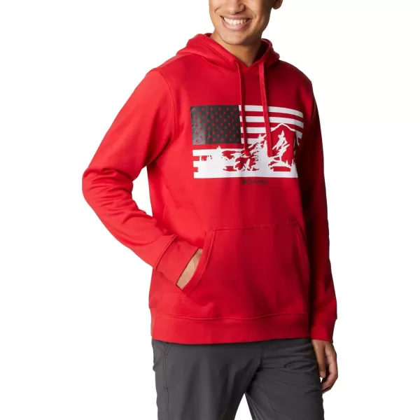 Columbia Mens Trek Graphic HoodieMountain RedUs Hood Flag