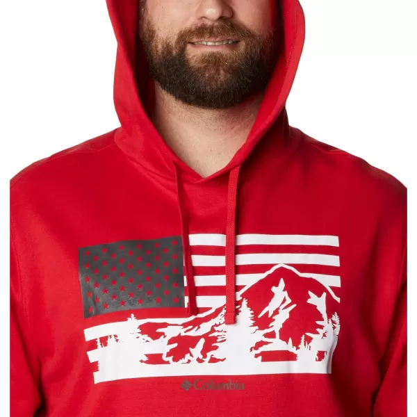 Columbia Mens Trek Graphic HoodieMountain RedUs Hood Flag