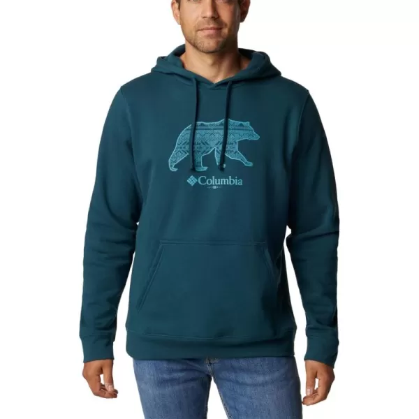 Columbia Mens Trek Graphic HoodieNight Wave  Bearly Checkered Peaks Grx