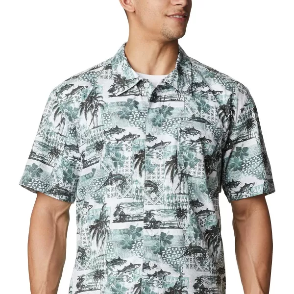 Columbia Mens Trollers Best Short Sleeve ShirtPond Polynesian Print