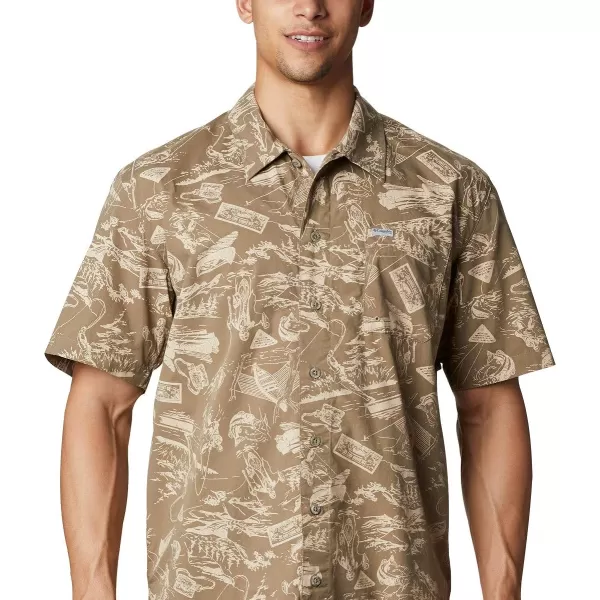 Columbia Mens Trollers Best Short Sleeve ShirtSage Freshwater Roots Print