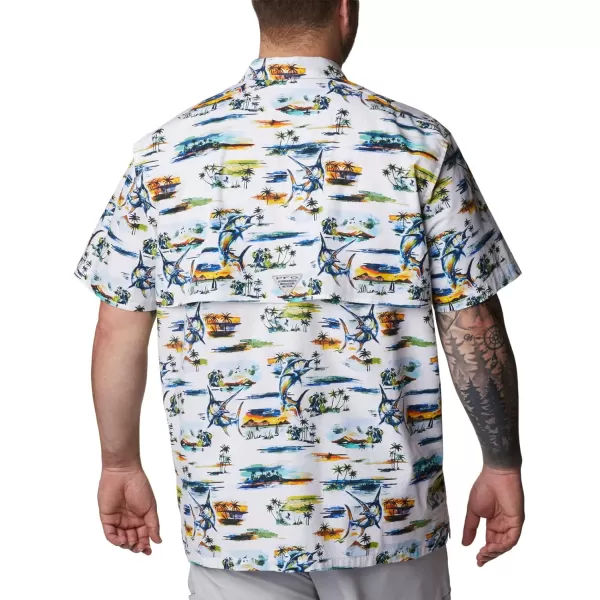 Columbia Mens Trollers Best Short Sleeve ShirtWhite Watercolor Island Print