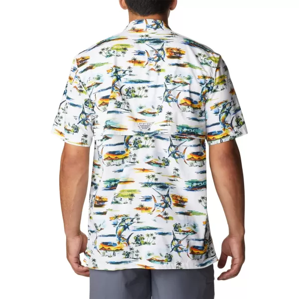 Columbia Mens Trollers Best Short Sleeve ShirtWhite Watercolor Island Print