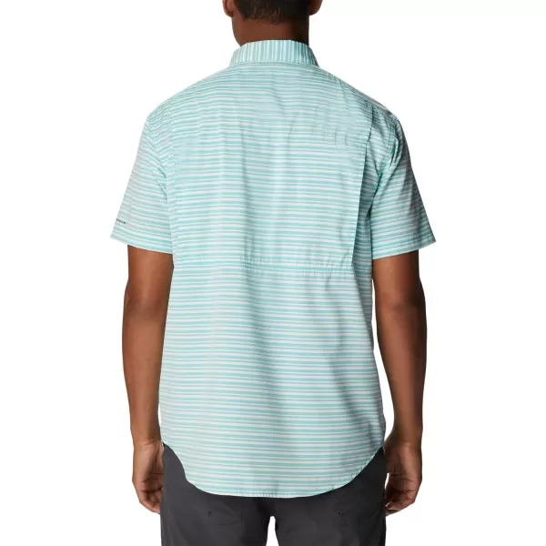 Columbia Mens Twisted Creek Iii Short SleeveBright Aqua Basic Stripe