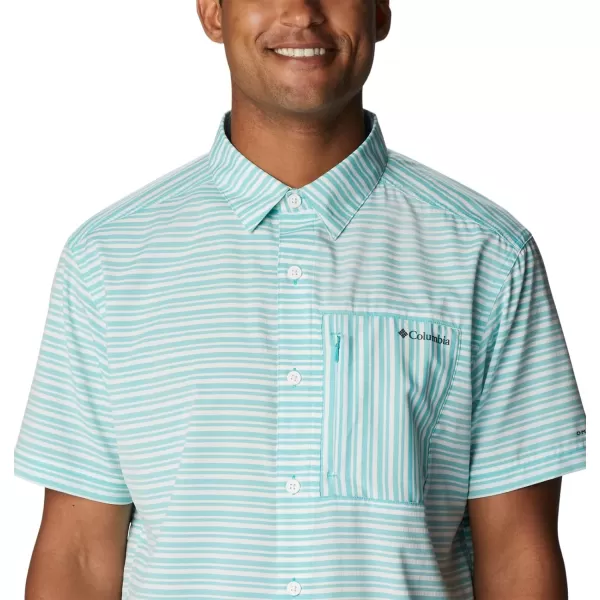 Columbia Mens Twisted Creek Iii Short SleeveBright Aqua Basic Stripe