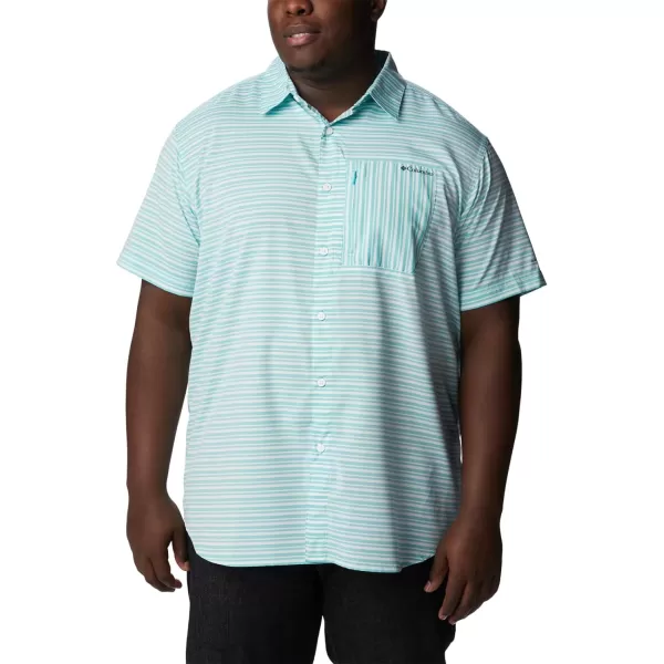 Columbia Mens Twisted Creek Iii Short SleeveBright Aqua Basic Stripe