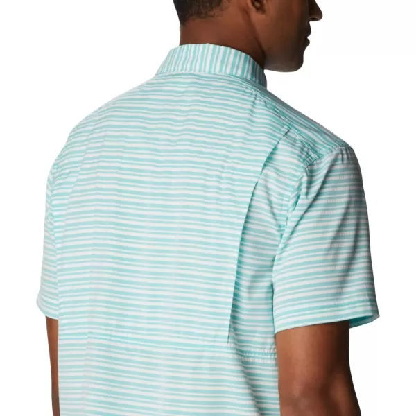 Columbia Mens Twisted Creek Iii Short SleeveBright Aqua Basic Stripe