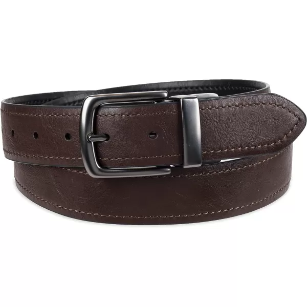 Columbia Mens TwoInOne Reversible Casual Jeans BeltBlackBrown Gunmetal Buckle