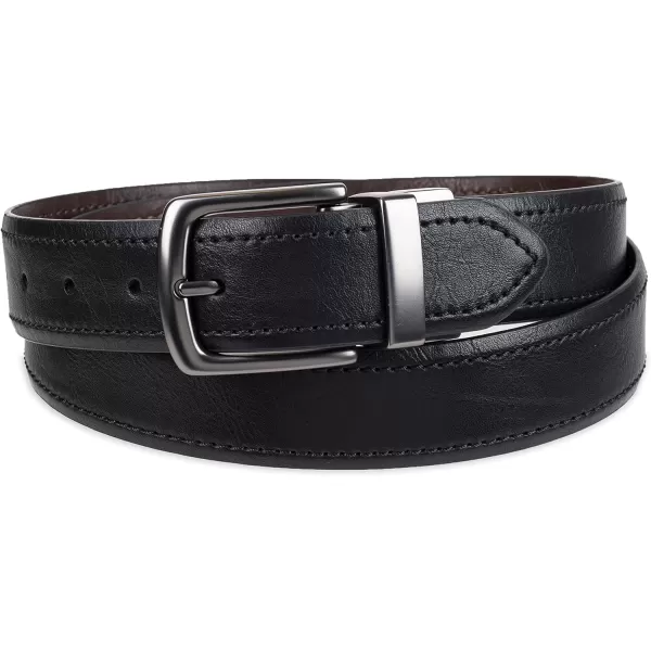 Columbia Mens TwoInOne Reversible Casual Jeans BeltBlackBrown Gunmetal Buckle