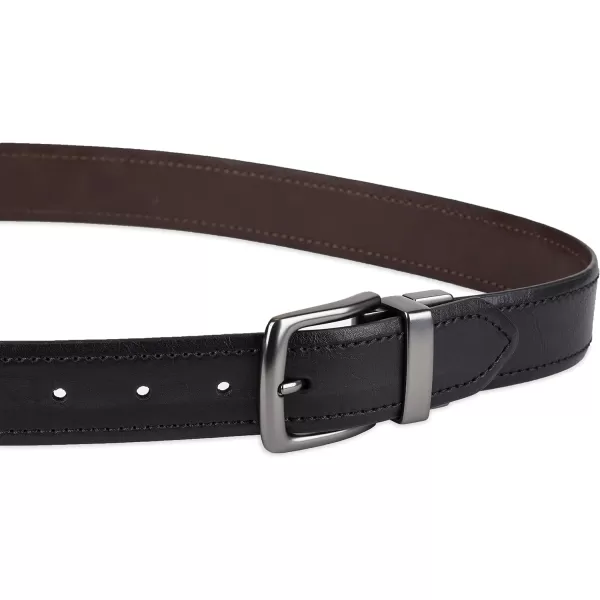 Columbia Mens TwoInOne Reversible Casual Jeans BeltBlackBrown Gunmetal Buckle