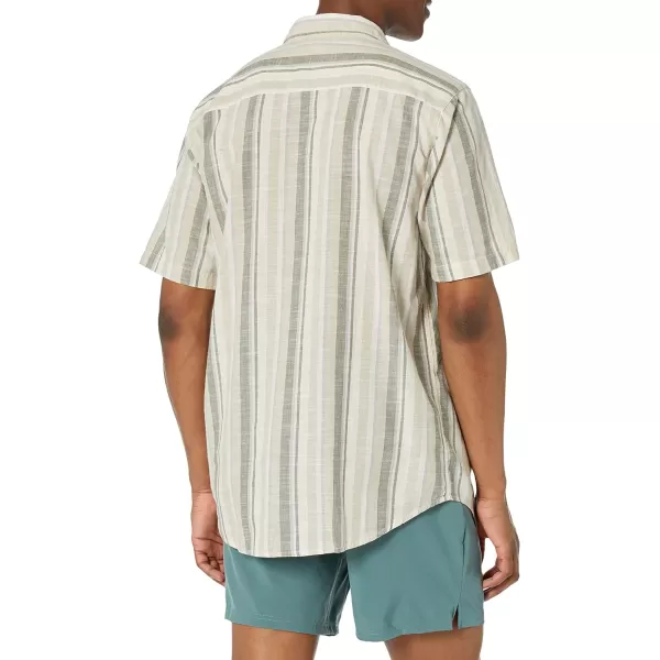 Columbia Mens Under Exposure Yarn Dye Short Sleeve ShirtAncient Fossil Blocky Stripe