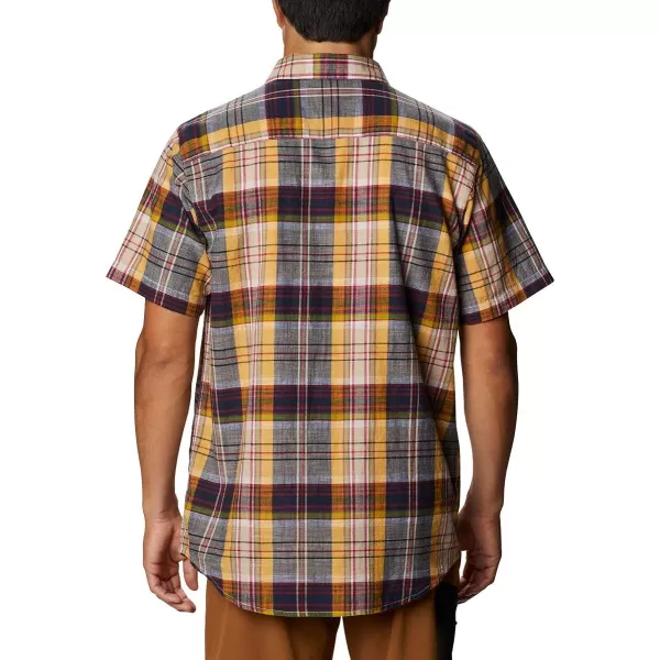 Columbia Mens Under Exposure Yarn Dye Short Sleeve ShirtBright Gold Madras