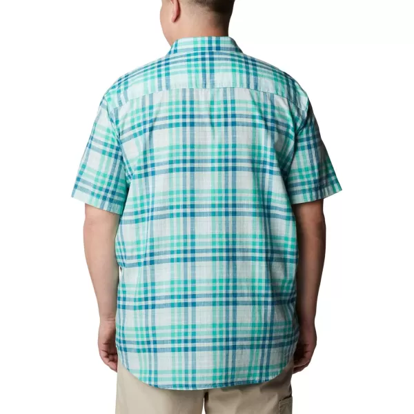 Columbia Mens Under Exposure Yarn Dye Short Sleeve ShirtElectric Turquoise Madras Gingham