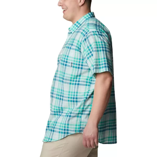 Columbia Mens Under Exposure Yarn Dye Short Sleeve ShirtElectric Turquoise Madras Gingham