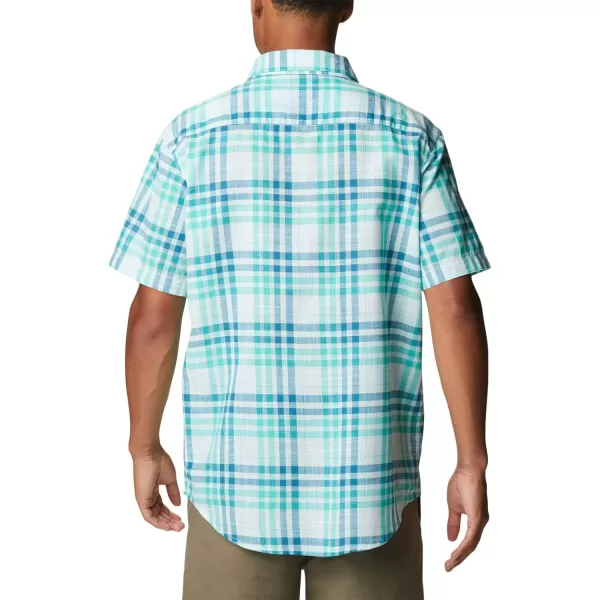 Columbia Mens Under Exposure Yarn Dye Short Sleeve ShirtElectric Turquoise Madras Gingham