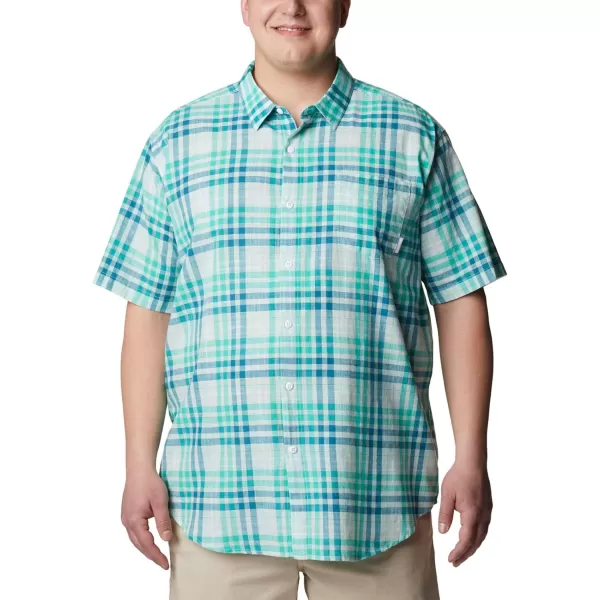 Columbia Mens Under Exposure Yarn Dye Short Sleeve ShirtElectric Turquoise Madras Gingham