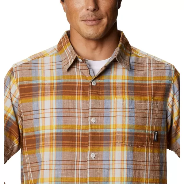 Columbia Mens Under Exposure Yarn Dye Short Sleeve ShirtWalnut Madras