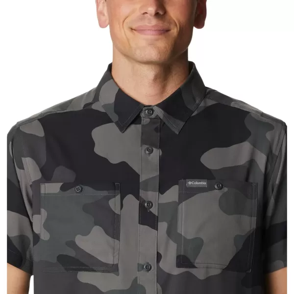 Columbia Mens Utilizer Printed Woven Short SleeveBlack Mod Camo