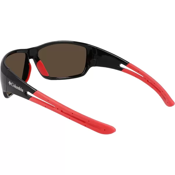 Columbia Mens Utilizer Wrap SunglassesShiny Black amp RedRed Revo