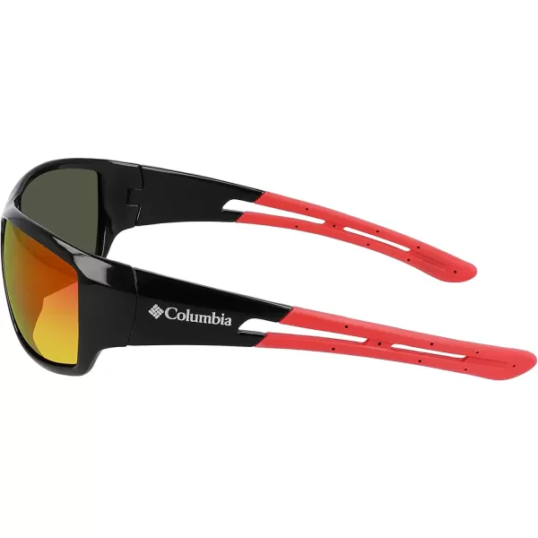 Columbia Mens Utilizer Wrap SunglassesShiny Black amp RedRed Revo