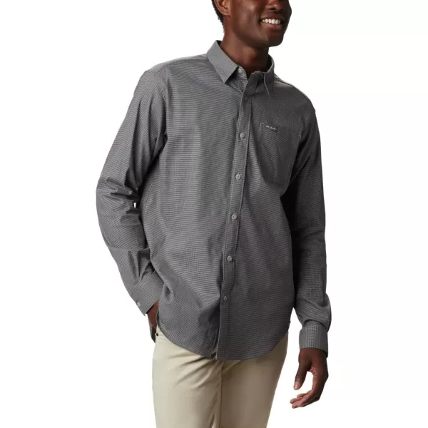 Columbia Mens Vapor Ridge Iii Long Sleeve ShirtLight Grey Houndstooth Grid