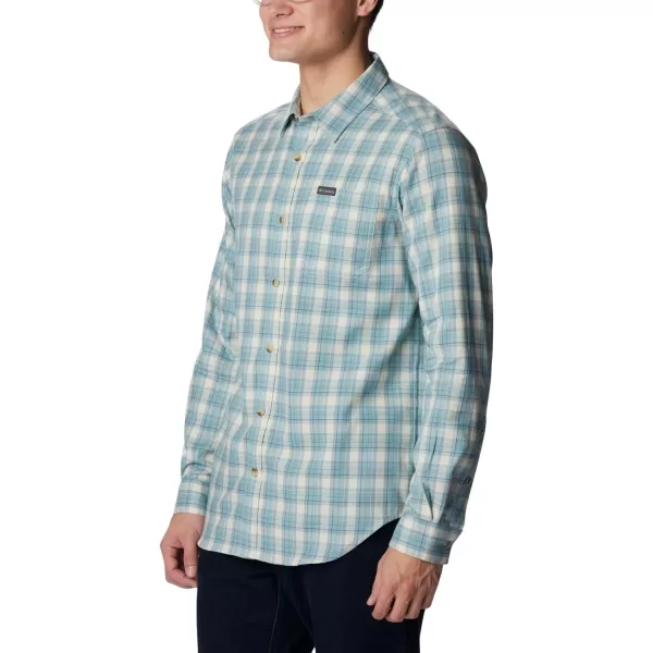 Columbia Mens Vapor Ridge Iii Long Sleeve ShirtStone Blue Plaid Gradient