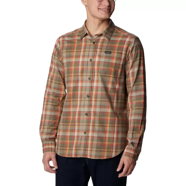 Columbia Mens Vapor Ridge Iii Long Sleeve ShirtStone Green Bright Bold Plaid