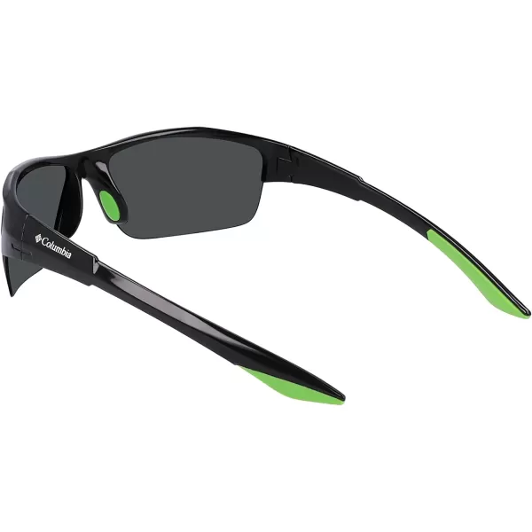 Columbia Mens Wingard Rectangular SunglassesShiny Black amp GreenGreen Mirror