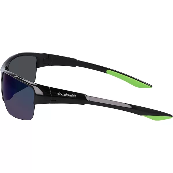 Columbia Mens Wingard Rectangular SunglassesShiny Black amp GreenGreen Mirror