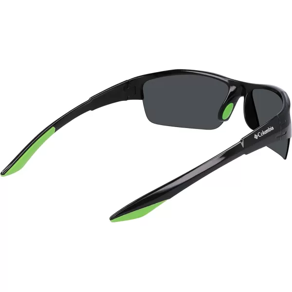 Columbia Mens Wingard Rectangular SunglassesShiny Black amp GreenGreen Mirror