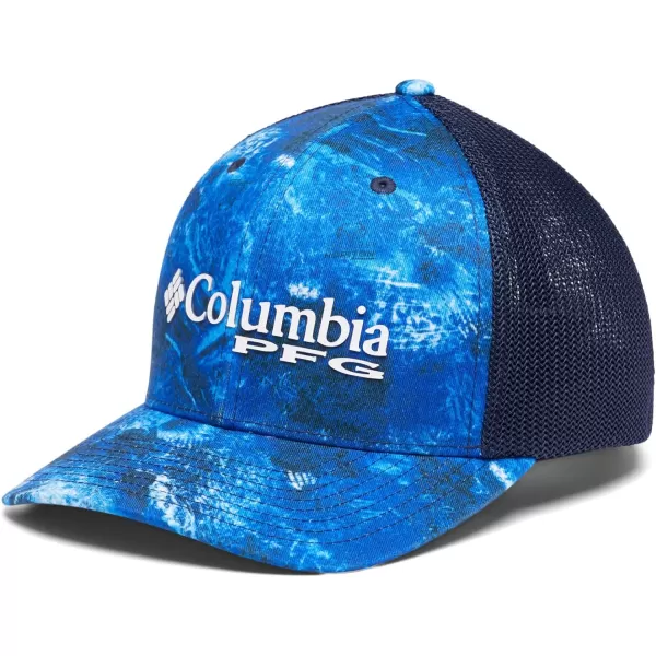 Columbia PFG Camo Mesh Ball CapHighHigh Crown Blue Macaw Realtree Horizon