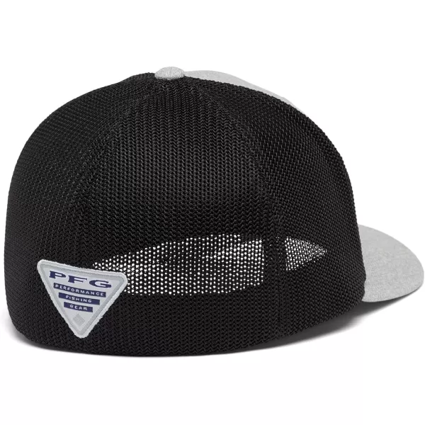 Columbia PFG Leather Fish Flag Mesh Ball CapCool Grey HeatherBlack