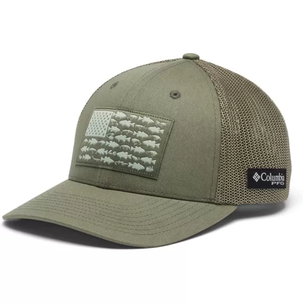 Columbia PFG Mesh Canada Fish Flag StretchFit HatCypressBass Flag