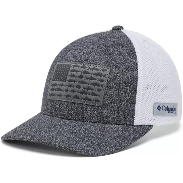 Columbia PFG Mesh Canada Fish Flag StretchFit HatGrill HeatherWhiteUS Fish Flag