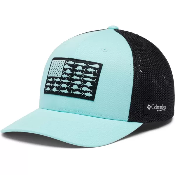 Columbia PFG Mesh Canada Fish Flag StretchFit HatGulf StreamBlackOffshore Slam Flag