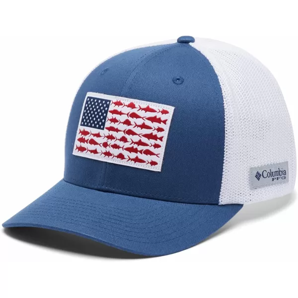 Columbia PFG Mesh Canada Fish Flag StretchFit HatNight TideWhite