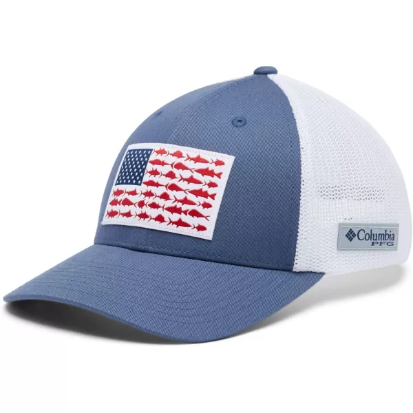 Columbia PFG Mesh Canada Fish Flag StretchFit HatNight TideWhite