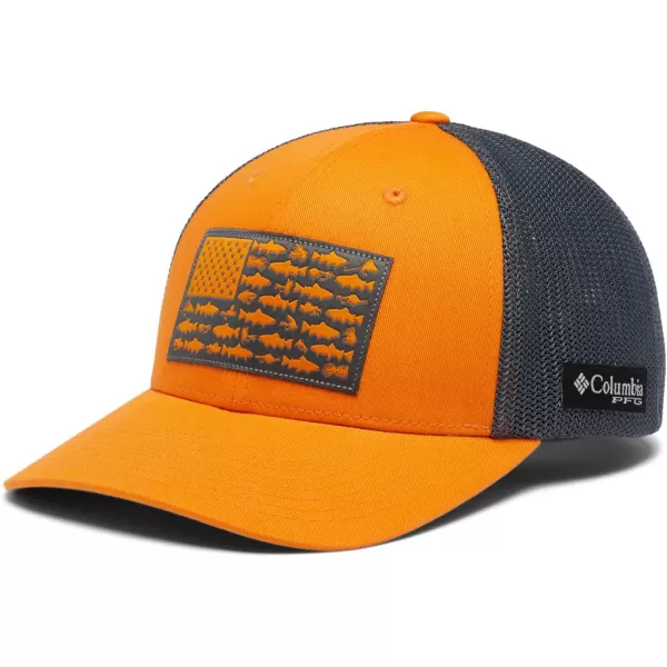 Columbia PFG Mesh Canada Fish Flag StretchFit HatOrange BlastCity GreyTrout Flag