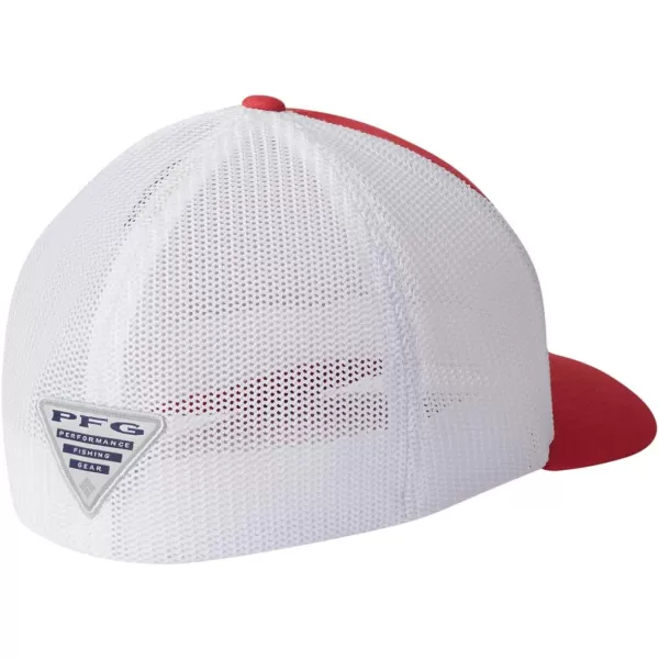 Columbia PFG Mesh Canada Fish Flag StretchFit HatSunset Red White