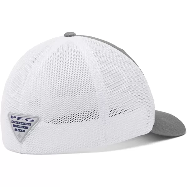 Columbia PFG Mesh Canada Fish Flag StretchFit HatTitaniumWhite