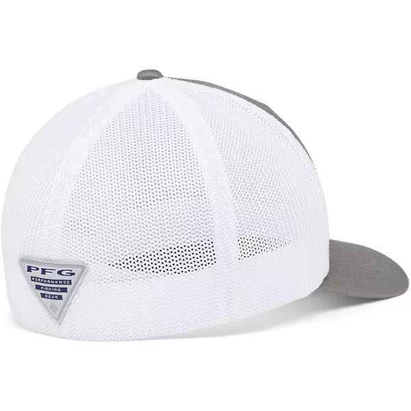 Columbia PFG Mesh Canada Fish Flag StretchFit HatTitaniumWhite