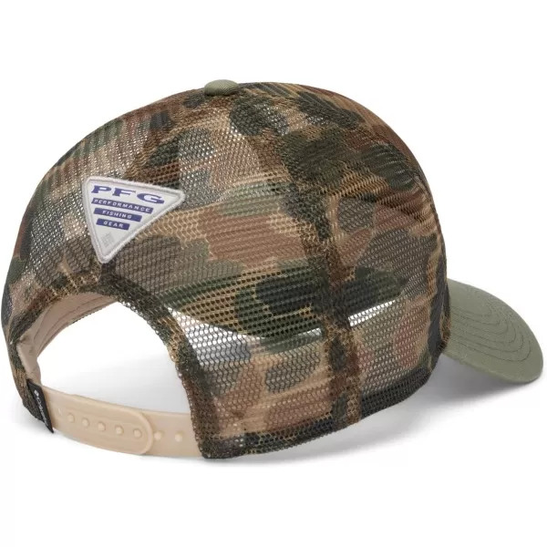 Columbia PFG Tie Down Mesh Snap BackFossil Duck CamoCypress