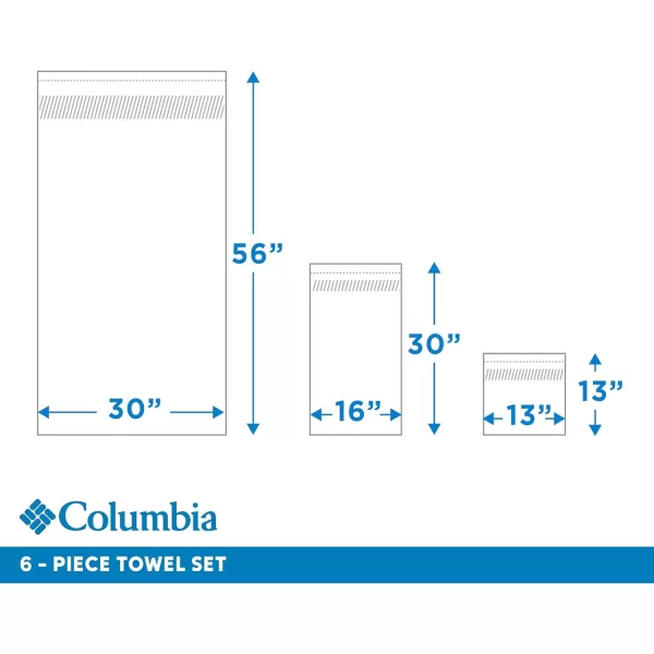 Columbia Quick Dry 90 Cotton10 Polyester Super Absorbent OekoTEX Certified 6Piece Bath Towel Value Set Set Includes 2 Bath Towels 2 Hand Towels 2 Washcloths  NocturnalColumbia Quick Dry 90 Cotton10 Polyester Super Absorbent OekoTEX Certified 6Piece Bath Towel Value Set Set Includes 2 Bath Towels 2 Hand Towels 2 Washcloths  Nocturnal