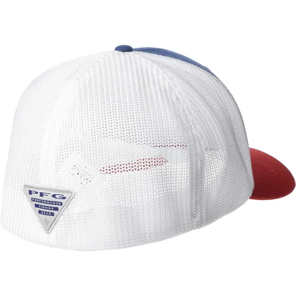 Columbia Unisex PFG Mesh Ball Cap XXL Sun Protection One SizeCarbonRed SparkFish Flag