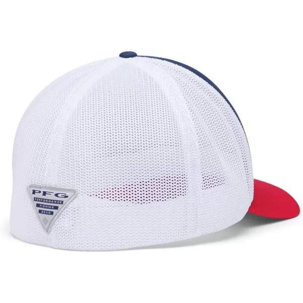 Columbia Unisex PFG Mesh Ball Cap XXL Sun Protection One SizeCarbonRed SparkFish Flag