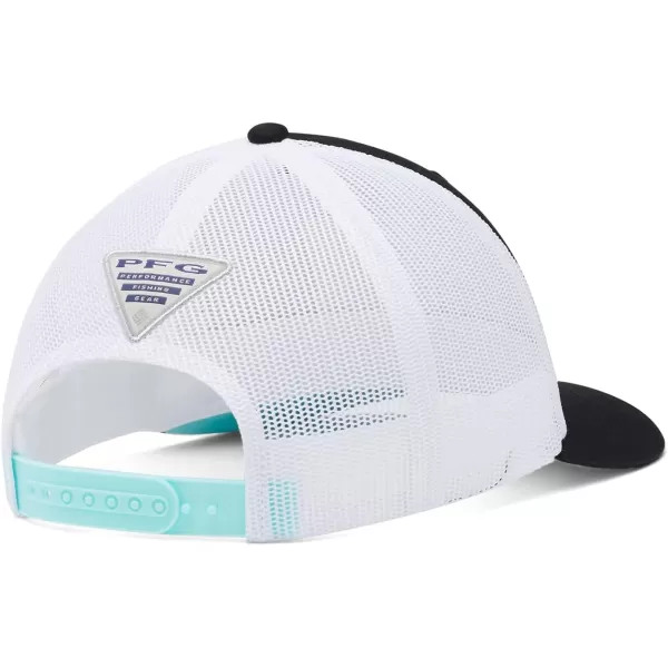 Columbia UnisexAdult Pfg Fish Flag Mesh Snap BackBlackWhite