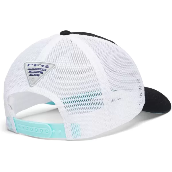 Columbia UnisexAdult Pfg Fish Flag Mesh Snap BackBlackWhite