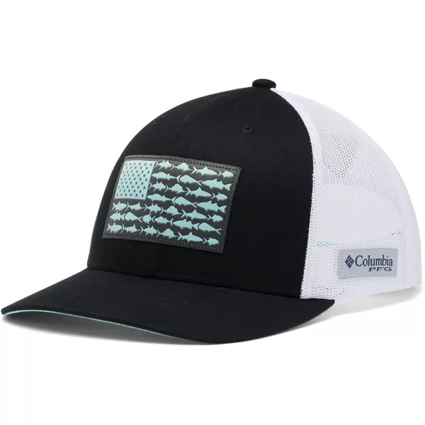 Columbia UnisexAdult Pfg Fish Flag Mesh Snap BackBlackWhite