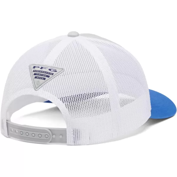 Columbia UnisexAdult Pfg Fish Flag Mesh Snap BackCool GreyWhiteVivid Blue