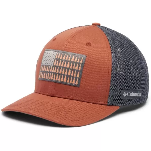 Columbia UnisexAdult Tree Flag Mesh Ball Cap  High CrownAuburnCity Grey